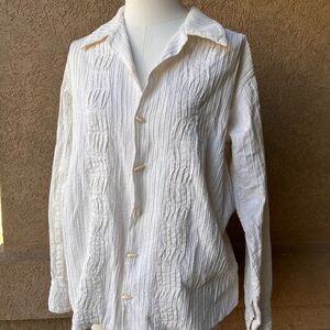 TACHI CASTILLO Men's White Textured Shirt